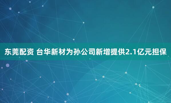 东莞配资 台华新材为孙公司新增提供2.1亿元担保